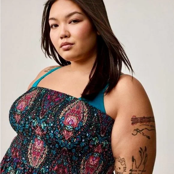 🩷 Torrid Mesh Smocked Swim Maxi Cover Up - Soze 1X - NWT! - Picture 4 of 8